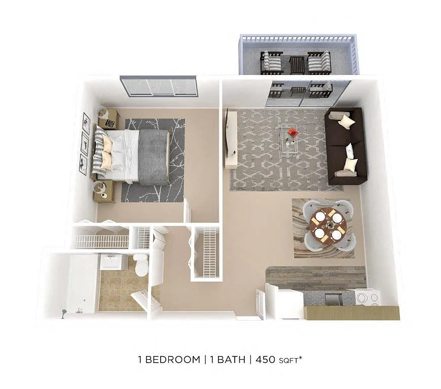 Floor plan One Bedroom - 450 sqft