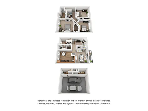 Floor plan Three Bedroom Deluxe Townhome with Garage
