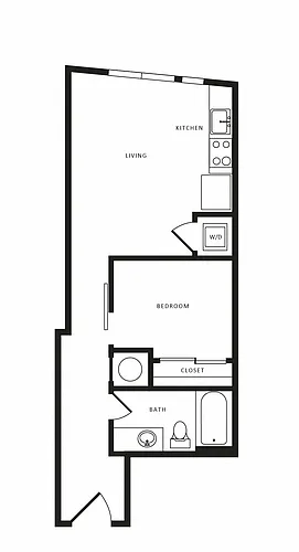 Floor plan 1 Bed/1 Bath-A02 Modern