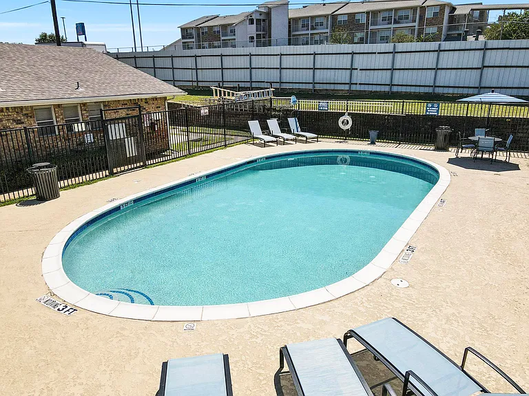 Our sparkling pool and deck area