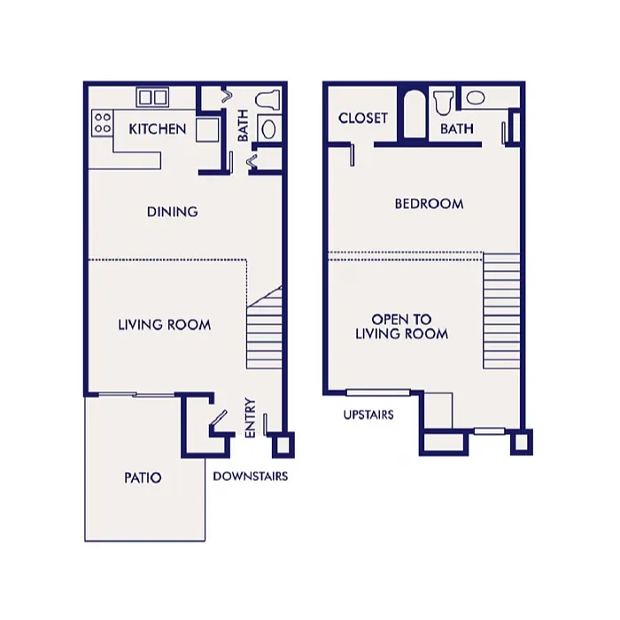Floor plan B - 1 Bed 1.5 Bath Loft