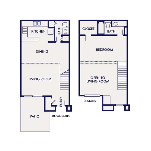 Floor plan B - 1 Bed 1.5 Bath Loft