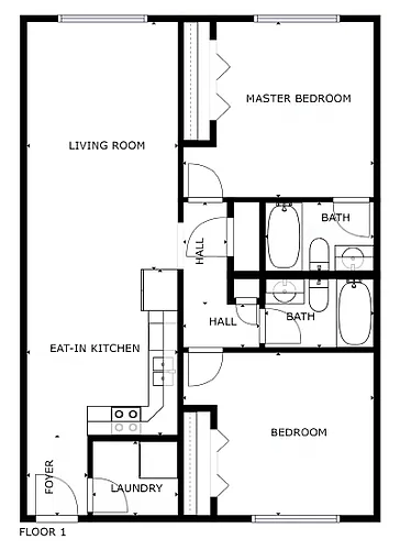 Floor plan 2 bedroom 2 bath