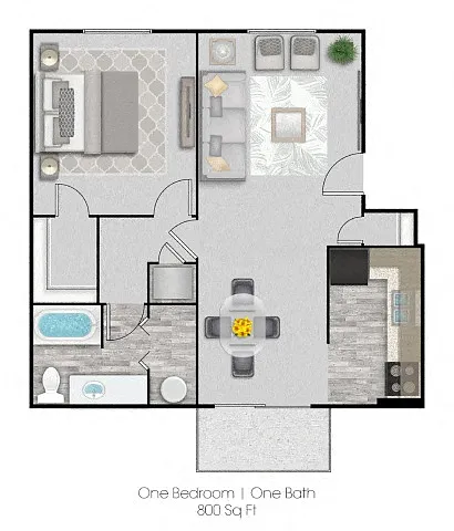Floor plan 1 Bed 1 Bath