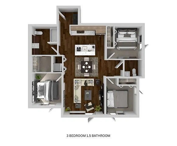 Floor plan 3 Bedroom 1.5 Bathroom