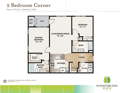 Floor plan 2 Bedroom Corner