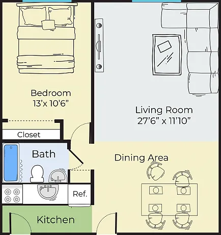 One Bedroom Floorplan One Bedroom Floorplan