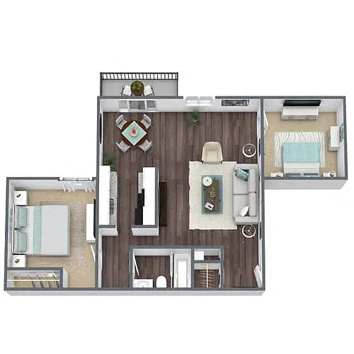Floor plan B1: 2 Bed 1 Bath
