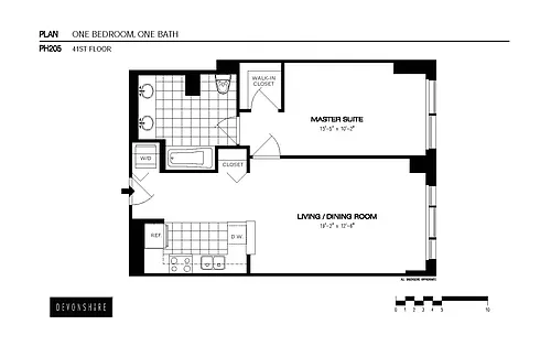 Floor plan 1 Bed_1 Bath Penthouse-ph205