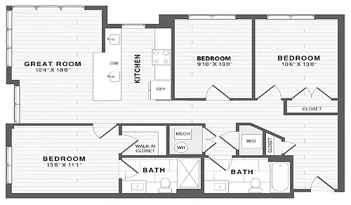 Floor plan 3 Bed/2 Bath-C2