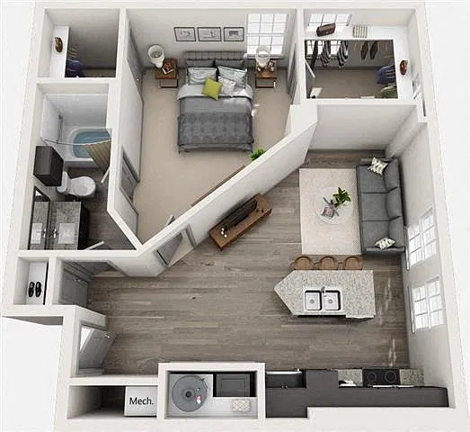 Floor plan THE TRAYNOR 695 sf