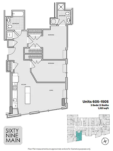 Floor plan 2 Bedroom 2 Bathroom Layout 05