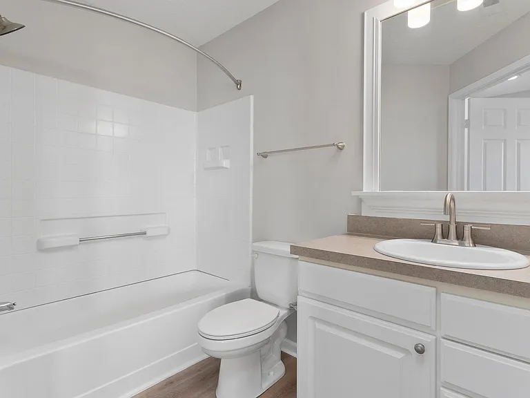 Orleans Metairie Deluxe Renovated downstairs bathroom with brushed nickel fixtures