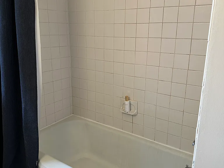 Bathtub with shower.