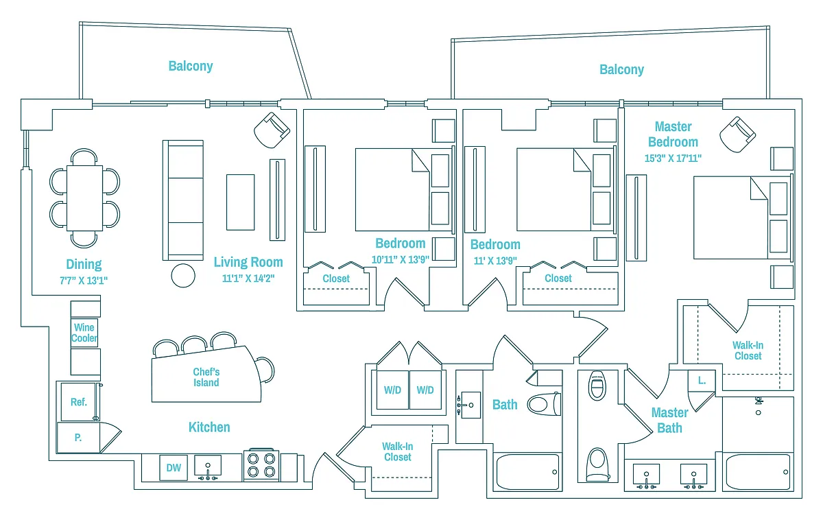 Floor plan 3 Bedroom, 3 Bathroom