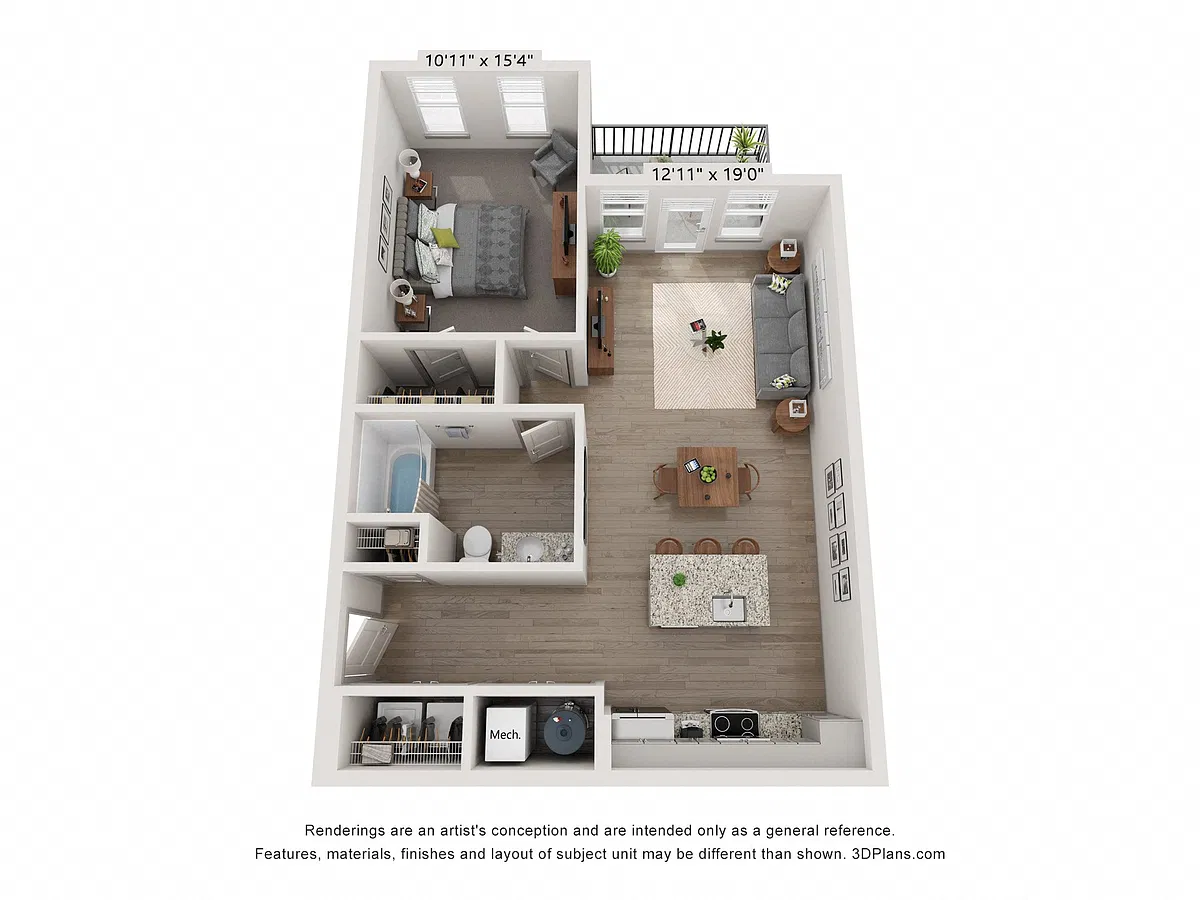 Floor plan 1 Bed 1 Bath