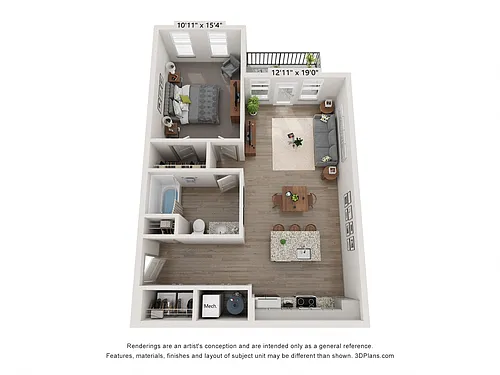 Floor plan 1 Bed 1 Bath