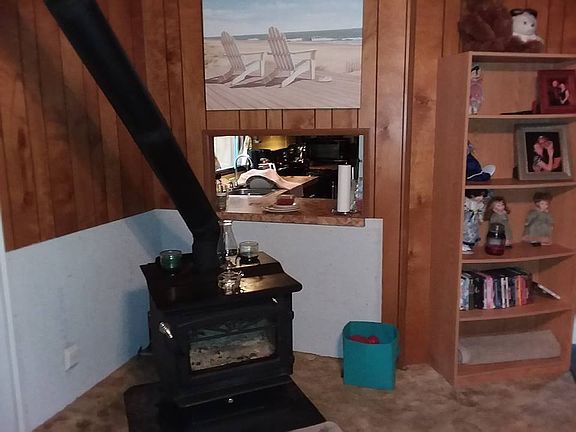 Wood stove in living room