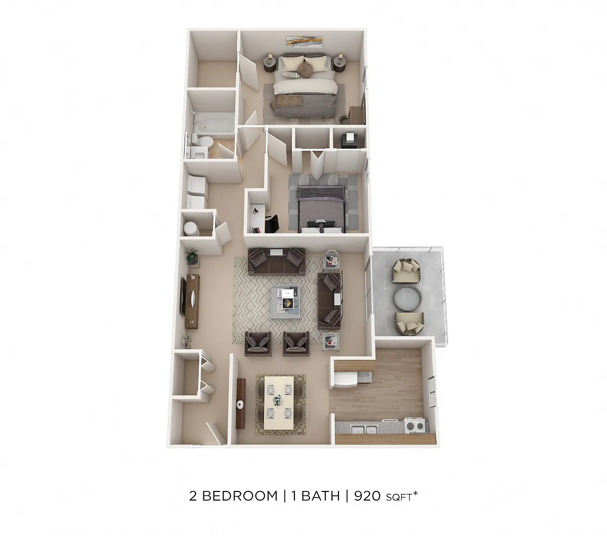 Floor plan Two Bedroom- 920 sqft