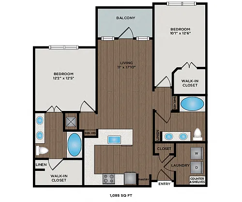 Floor plan 1085 - 1135 Sq Ft