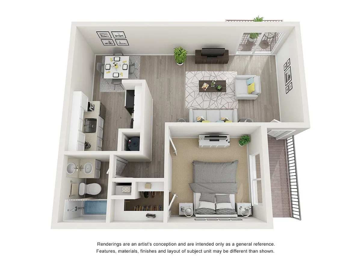Floor plan 1 Bed 1 Bath B