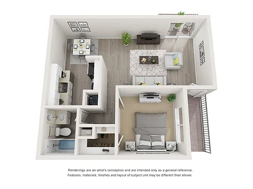 Floor plan 1 Bed 1 Bath B