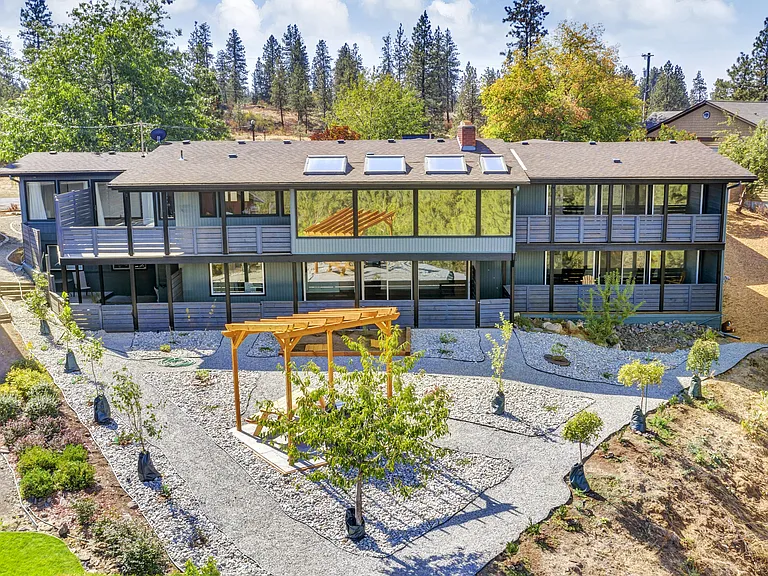 view of all 5-units and backyard (Unit B is upper right)