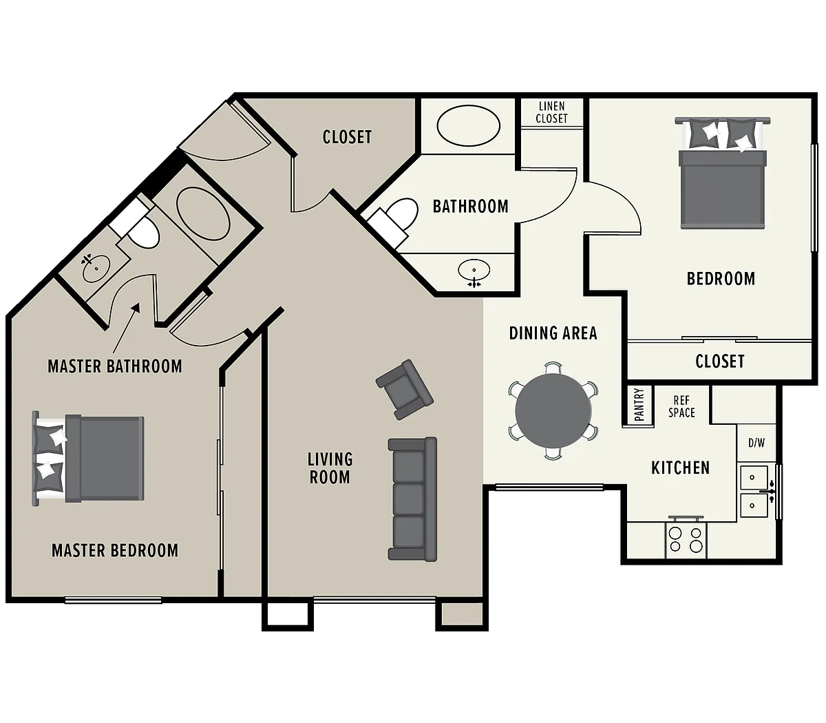 Floor plan 2 Bedroom 2 Bath - Small