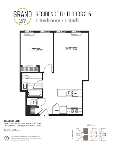 Floor plan 1 Bedroom 1 Bathroom B