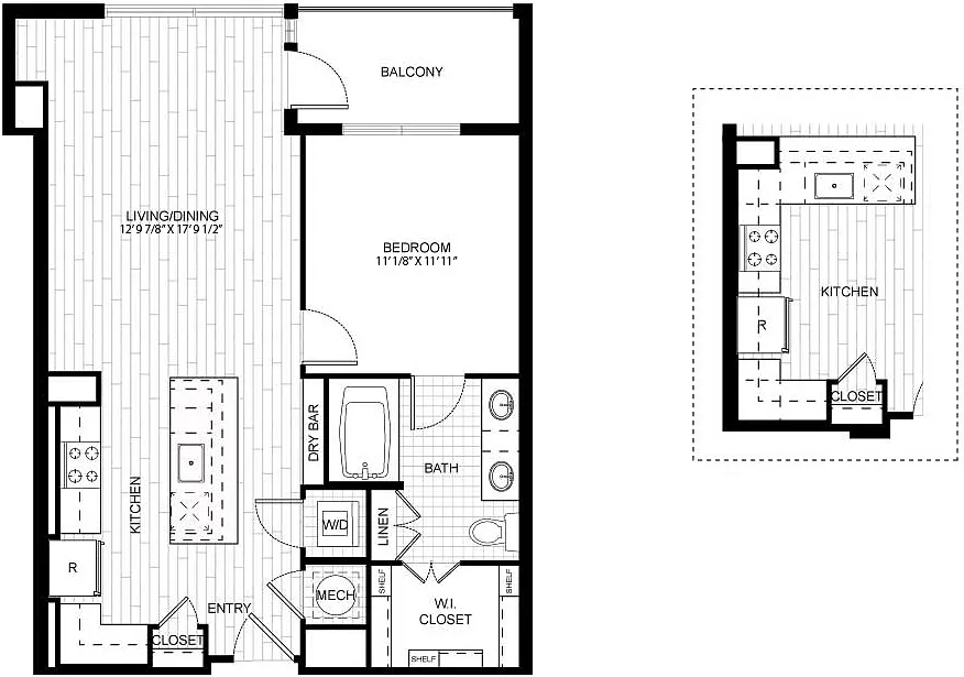 Floor plan 1 Bed/1 Bath-T_A02A_B