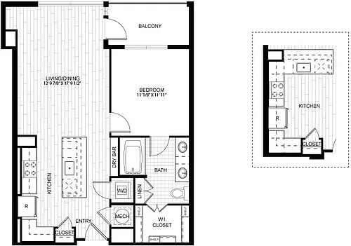 Floor plan 1 Bed/1 Bath-T_A02A_B