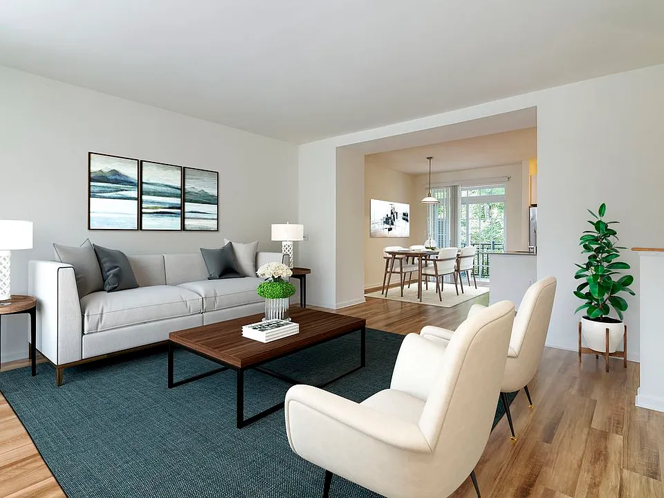 Renovated Package II living and dining area with hard surface flooring