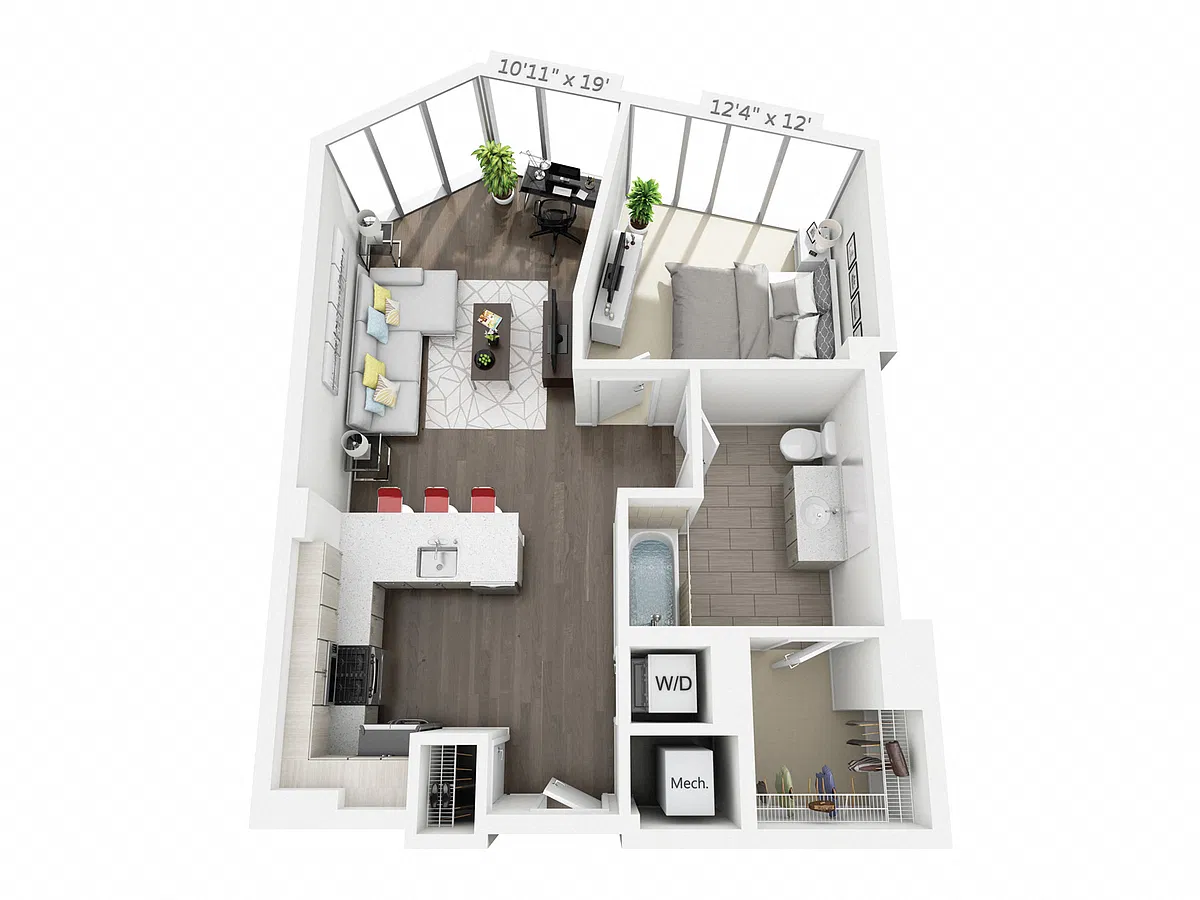 Floor plan 1 BEDROOM 1 BATH B3