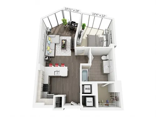 Floor plan 1 BEDROOM 1 BATH B3