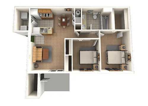 Floor plan Two Bedroom Apartment - A