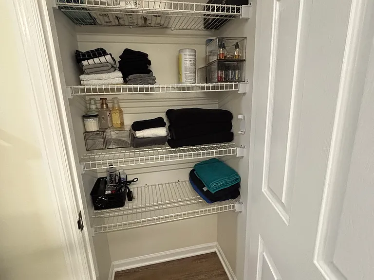 Shared bathroom closet.