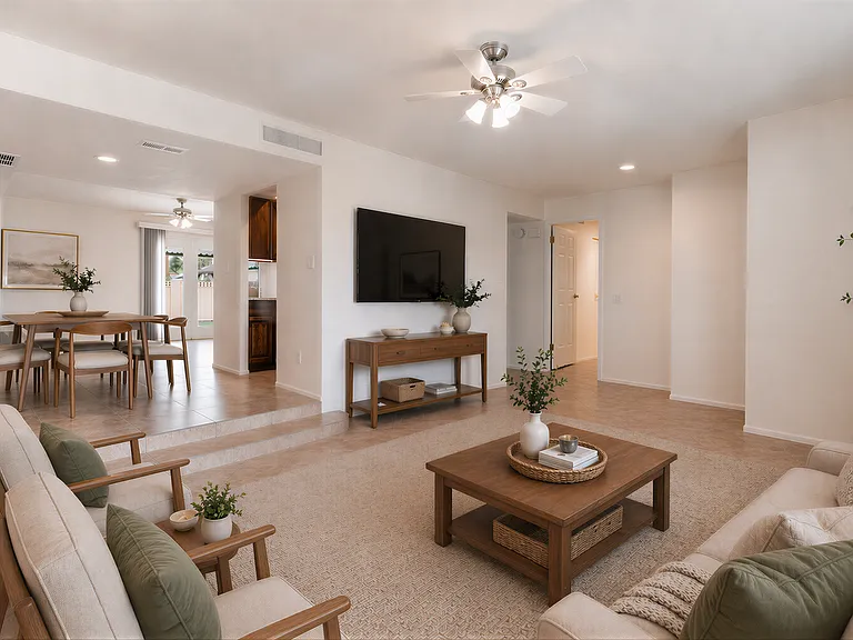 Main Living Room: virtually staged for inspiration _ home is offered unfurnished