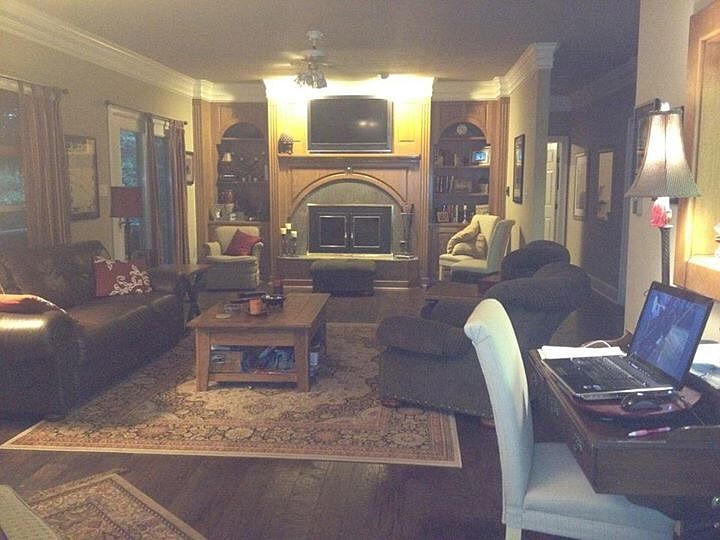 French doors to covered deck
