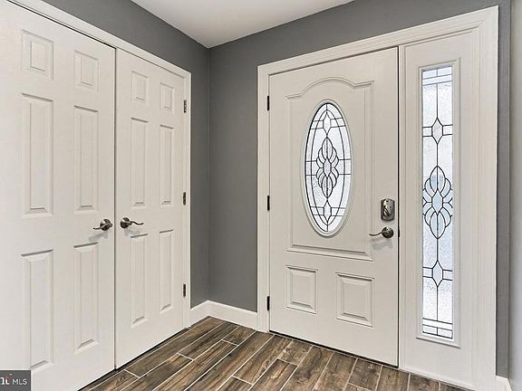 Lead glass embellished door welcomes you in!