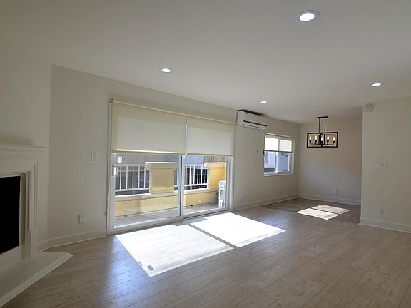 Living room with shades partially up