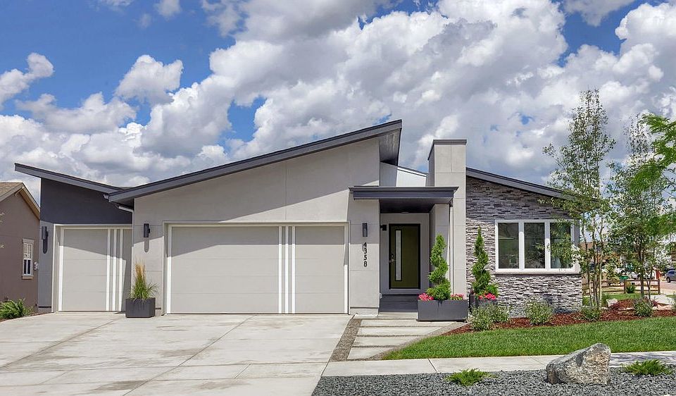 Modern Exterior Photo representing home to be built and may demonstrate optional features