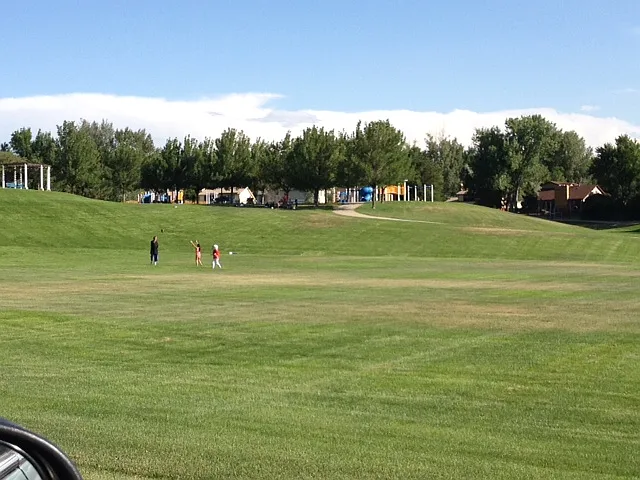 New park (top left) just above the elementary school playground and this green space in front of it.