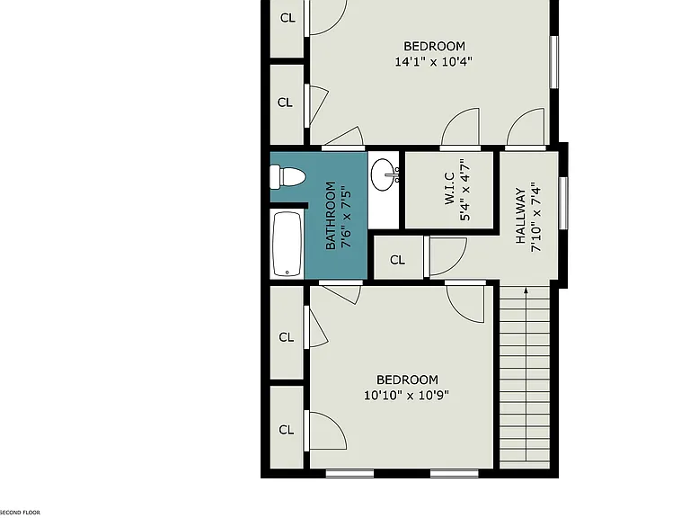 Floor plan of upstairs.