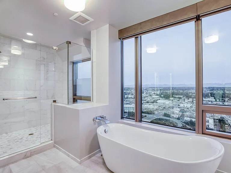Modern bathroom with soaking tub