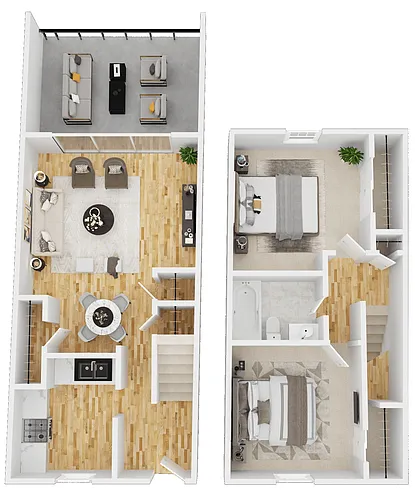 Floor plan Two Bedroom One Bath TH