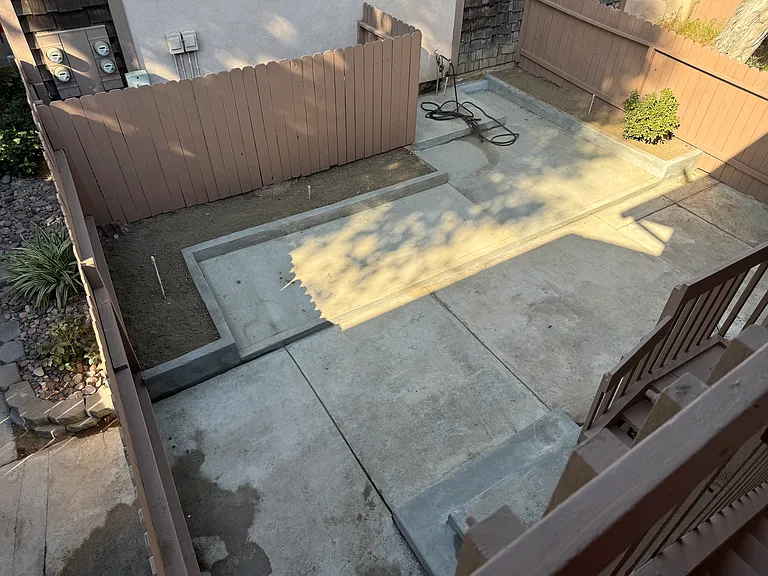 Backyard view from private entrance stairs