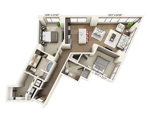 Floor plan Two Bedroom B2E