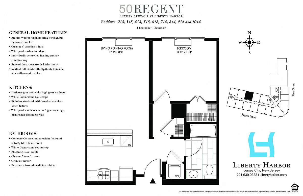 Floor plan 50 REGENT-1 BEDROOM PLAN O