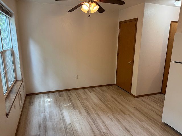 Dining area with pantry behind door