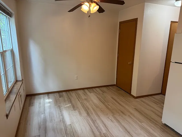 Dining area with pantry behind door